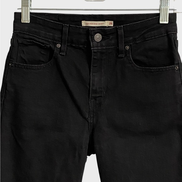 Levi's 721 High Rise Skinny Jeans Women's Sz 26 x 30 Soft Black Stretch Feminine - Picture 8 of 16